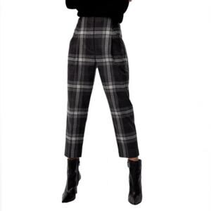 Aritzia Gray Plaid Cropped Ankle Pants